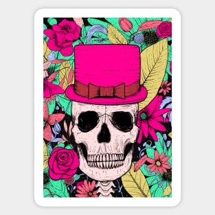 Macabre Floral Skull Head Sticker